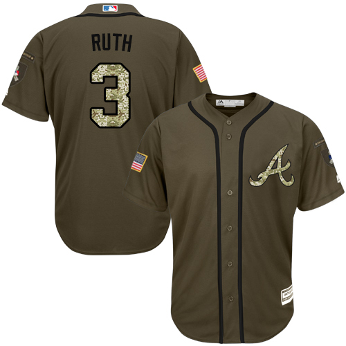 Braves #3 Babe Ruth Green Salute to Service Stitched MLB Jersey